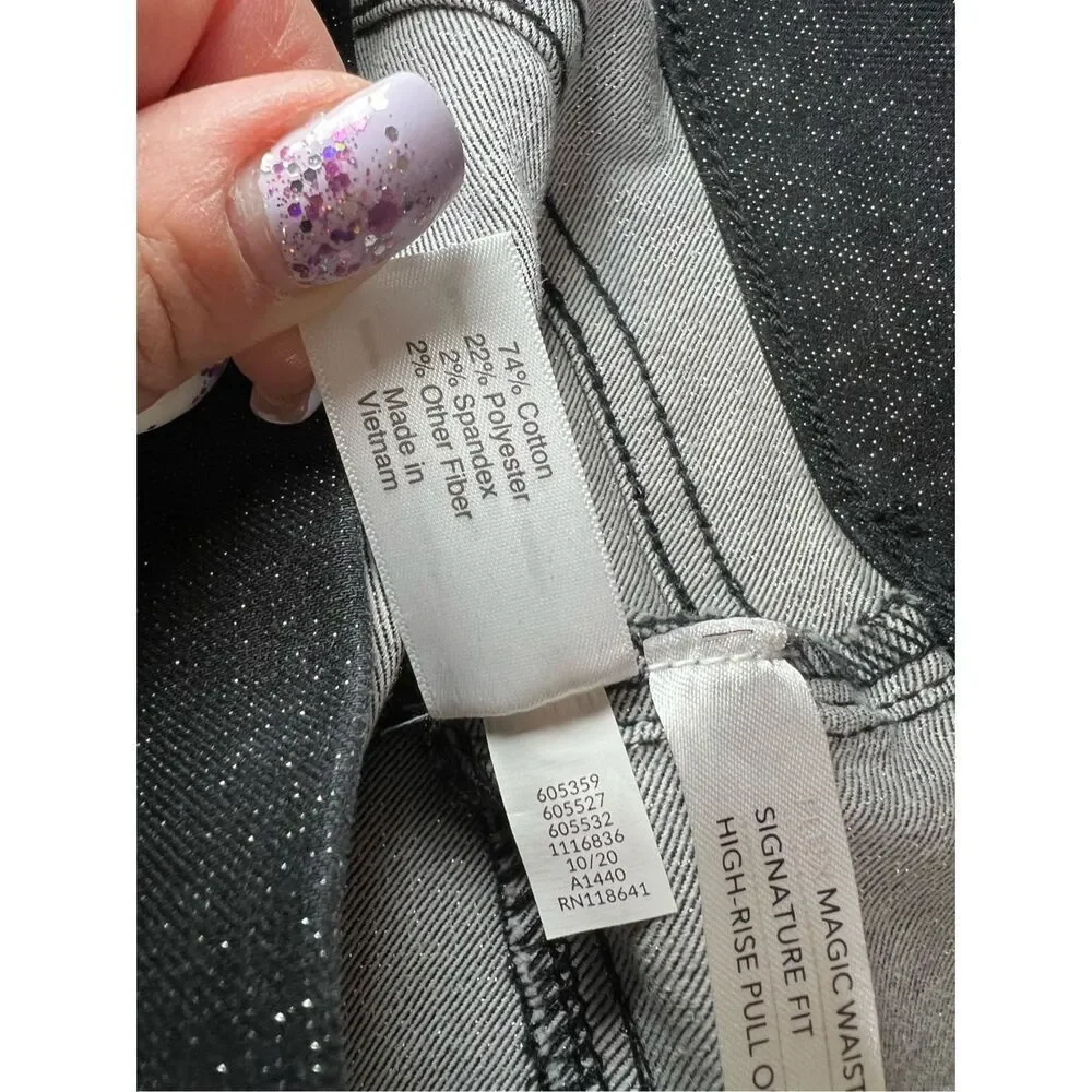 Lane Bryant Jeans Womens Size 16 Black Jegging Pull On High Rise Sparkle Stretch